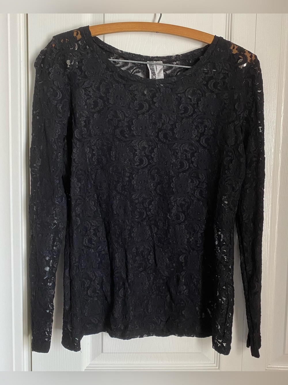 Black Floral Lace Long-Sleeve Blouse Whimsigoth Goth Dark Romantic S/M Sheer